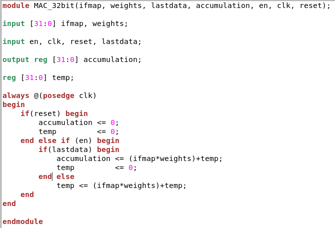 Verilog source code for the quantized multiply-accumulate unit